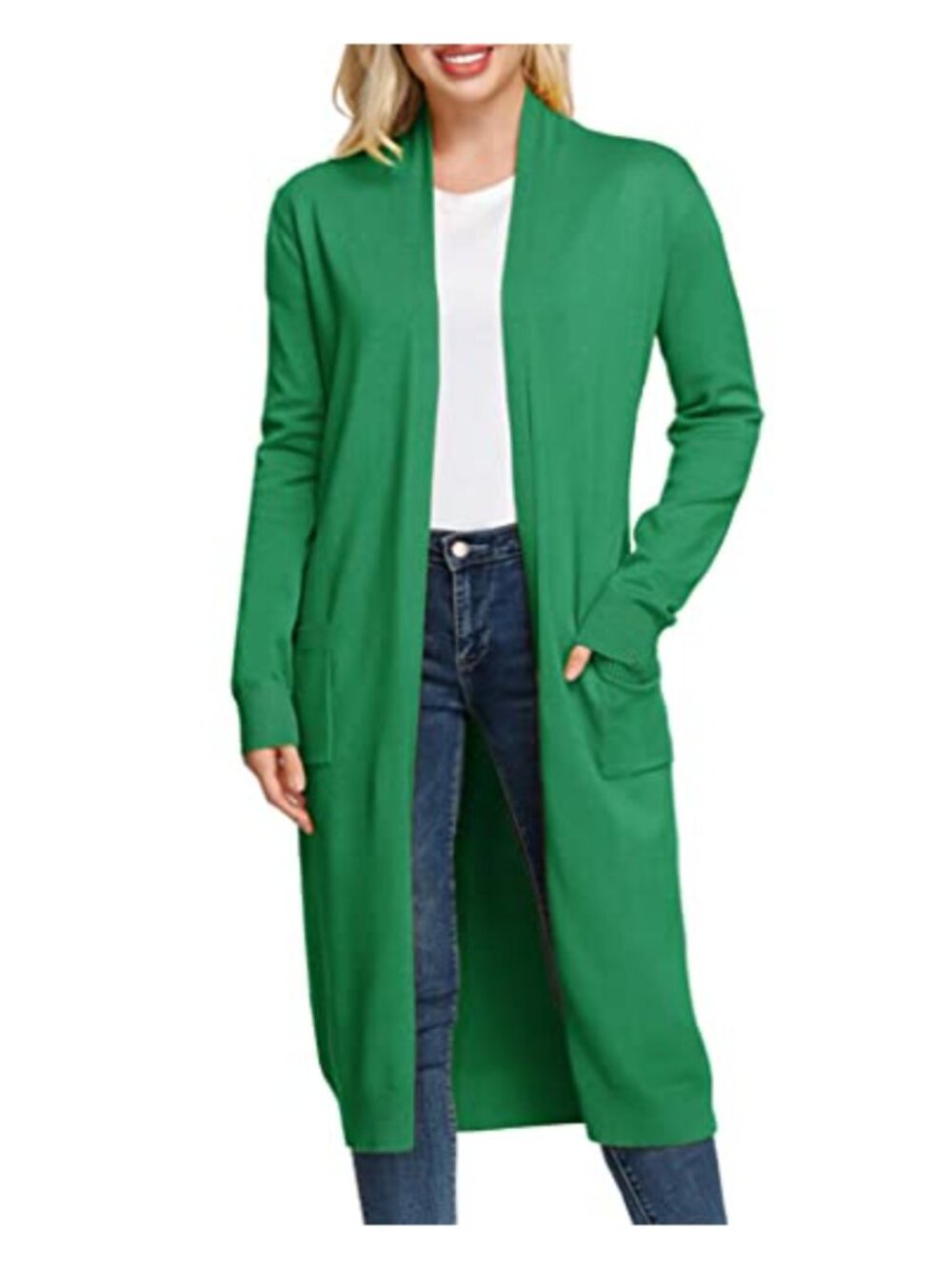 Open Front Maxi Long Knitted Cardigan Sweater with Pockets